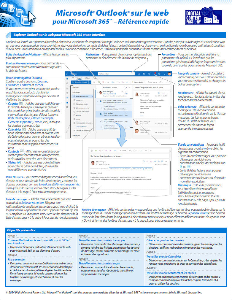 Outlook sur le web pour Microsoft 365 - Référence rapide