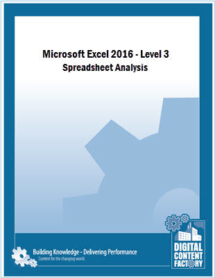 Excel 2016 - Level 3 - Spreadsheet Analysis Cover